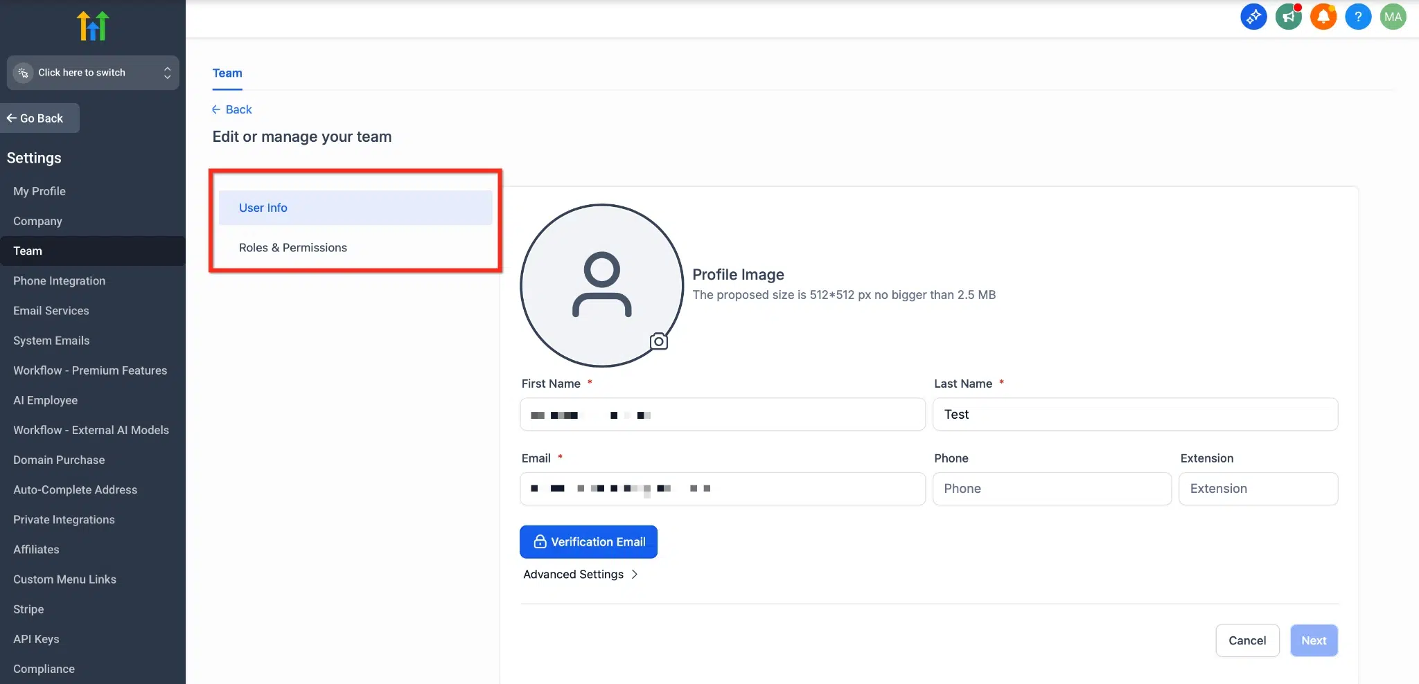 user management login