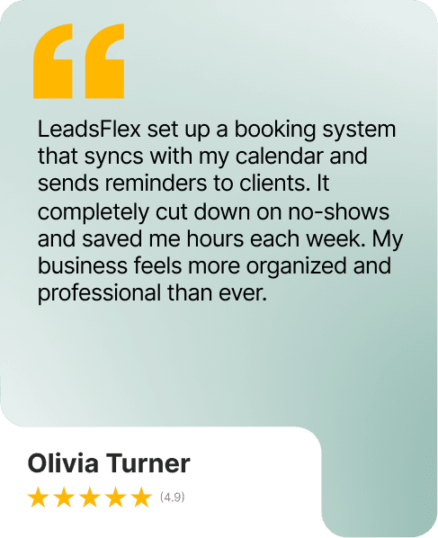 leads flex set up booking system